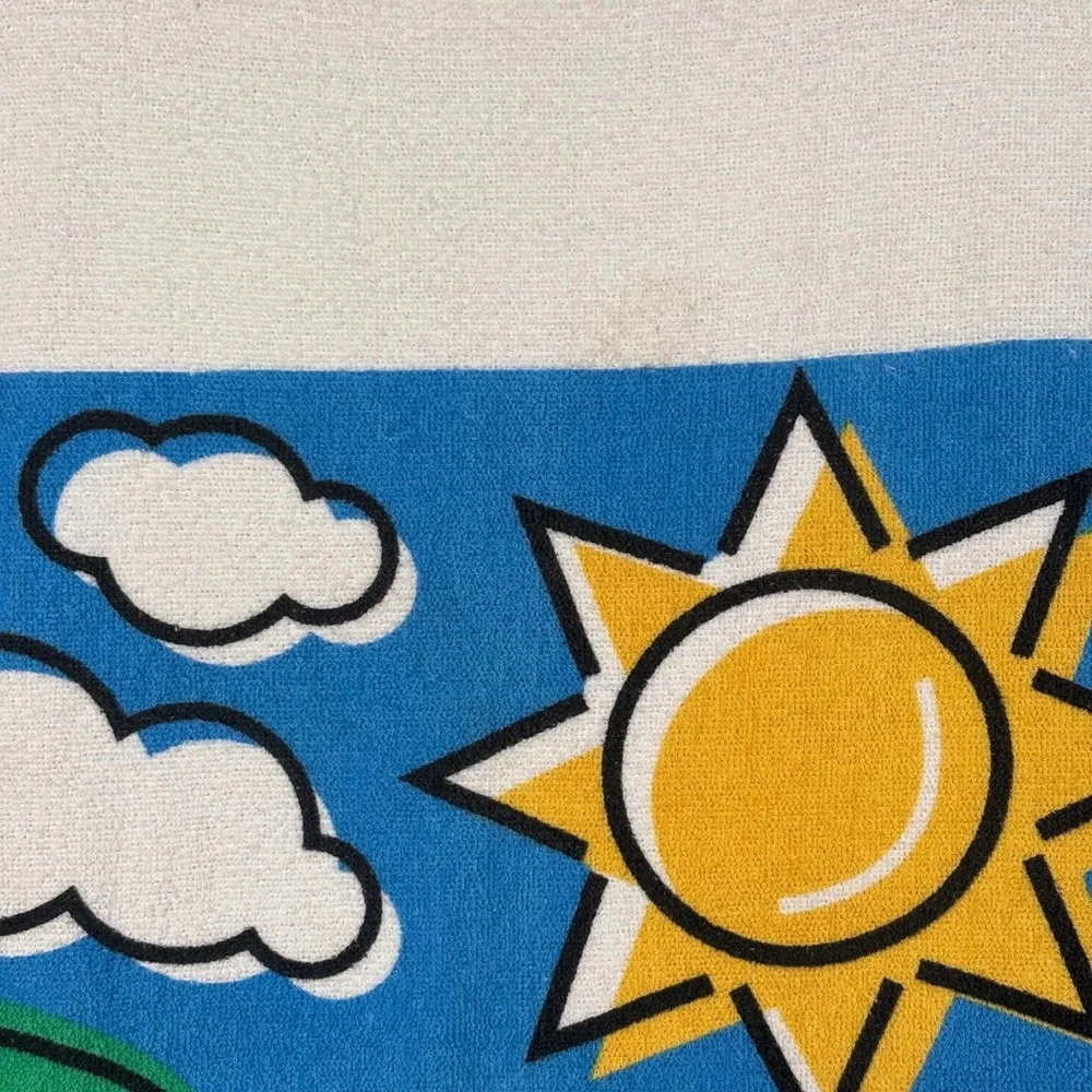 Vintage Professional Made in USA Hot Dog Beach Towel Retro Sun Sailboat‎ Crab
